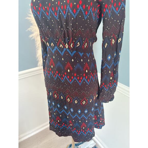 & Other Stories Long Sleeve Aztec Ruched Mini Dress Size 2 - Picture 7 of 11
